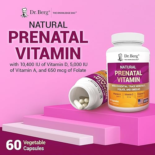 Miniatura 5 de Dr. Berg Vitaminas prenatales naturales para mujeres (regnante y enfermería), vitaminas prenatales con folato, vitaminas, minerales, omegas y 11