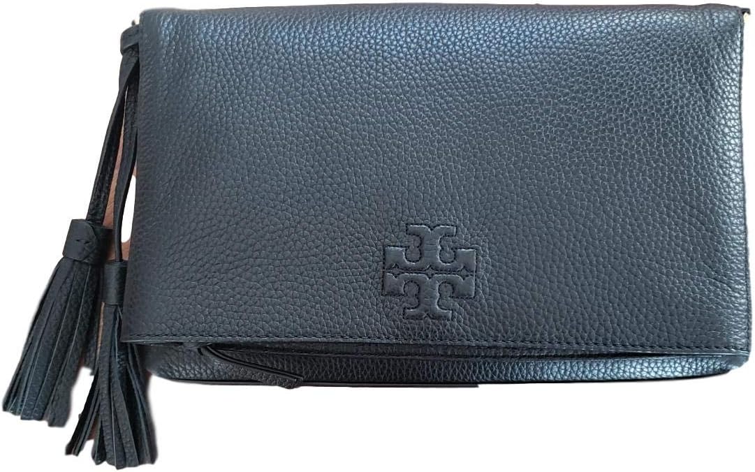 Tory Burch Thea Foldover Crossbody Bag, Black Handbags