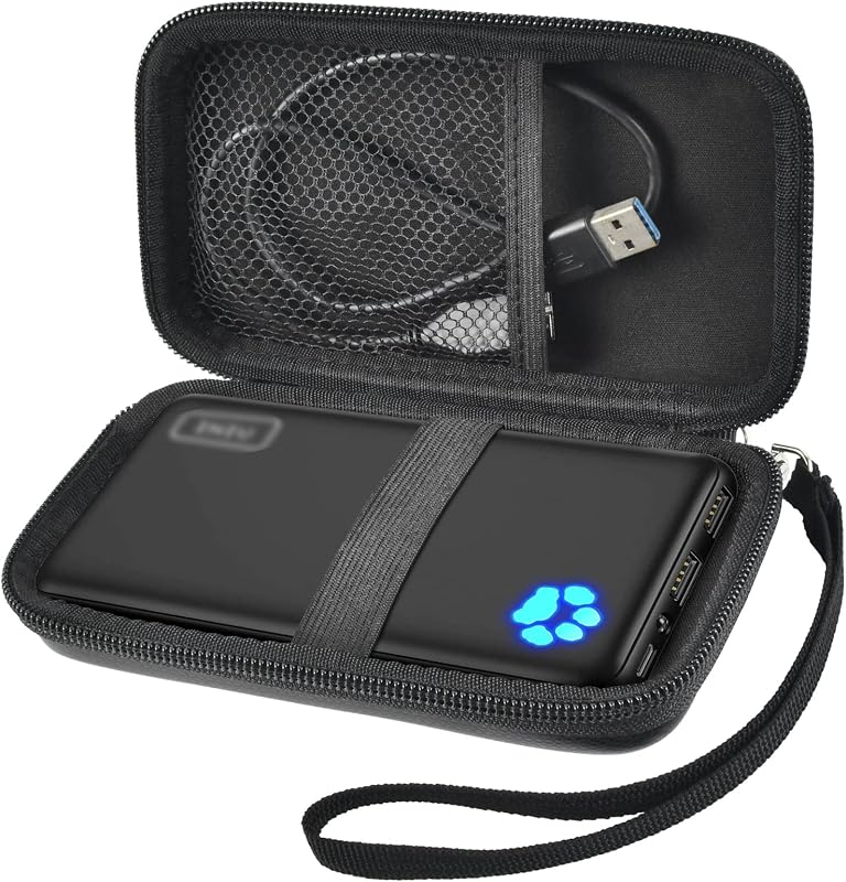 Boobowl Case for INIU 10000mAh, for Anker 313 and for Apple MagSafe | Elastic Strap and Mesh Pocket Keep Power Bank, USB-C Cable and Earbuds Secure; Detachable Hand Strap, Black, Case Only