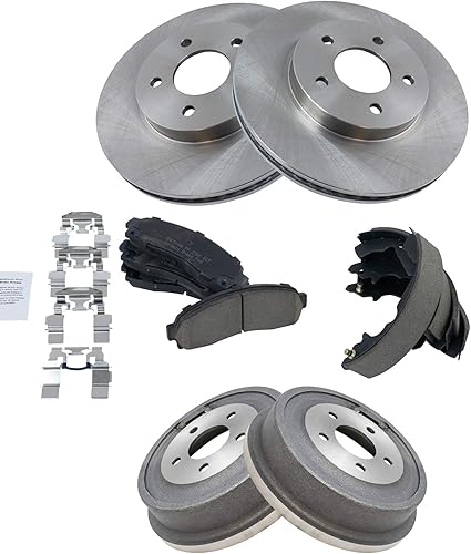 Miniatura 9 de TRQ Pastilla de freno y rotor, kit de zapata y tambor de cerámica delantera y trasera compatible con Chevrolet Equinox 2006 Pontiac Torrent
