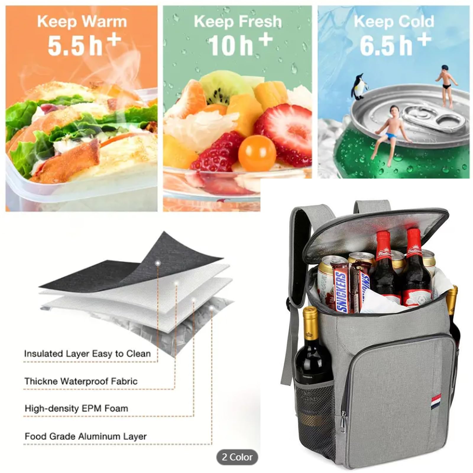 Zaino Termico Upeelife 30L, Impermeabile E Isotermo, Con Cinghie Per Coperta – Perfetto Per Picnic E Spiaggia