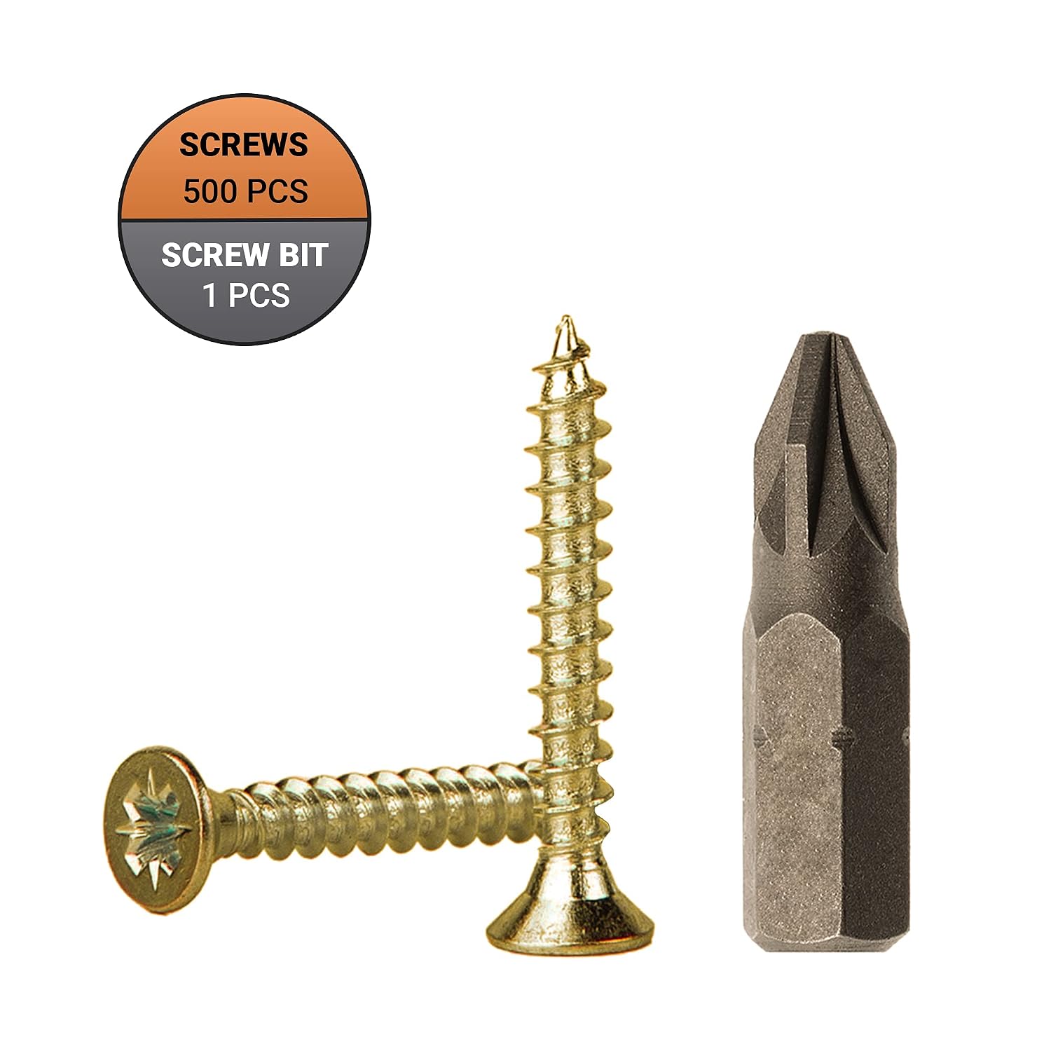 (Pack of 500 pcs) Yellow Zinc Plated Steel 3.5 x 25 mm Wood Screws, Chipboard Screws, Universal Pozi-Drive Screw - Image 4