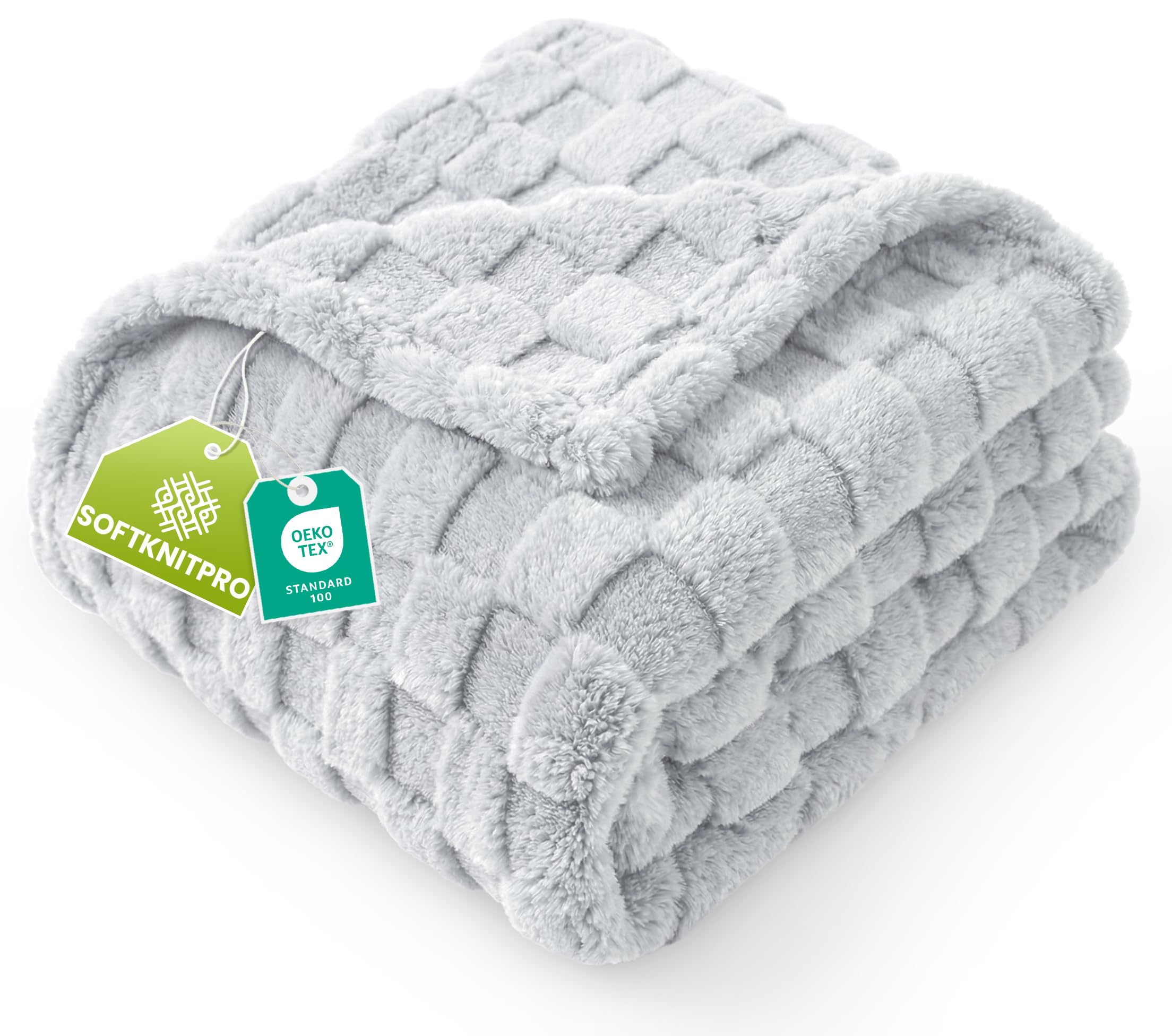 utopia bedding cool grey checkered fleece queen blanket for couch, bed, soft plush cozy blanket for women and men home decor, ultra comfy travel-friendly bed throws for relaxation, 90x90 inches