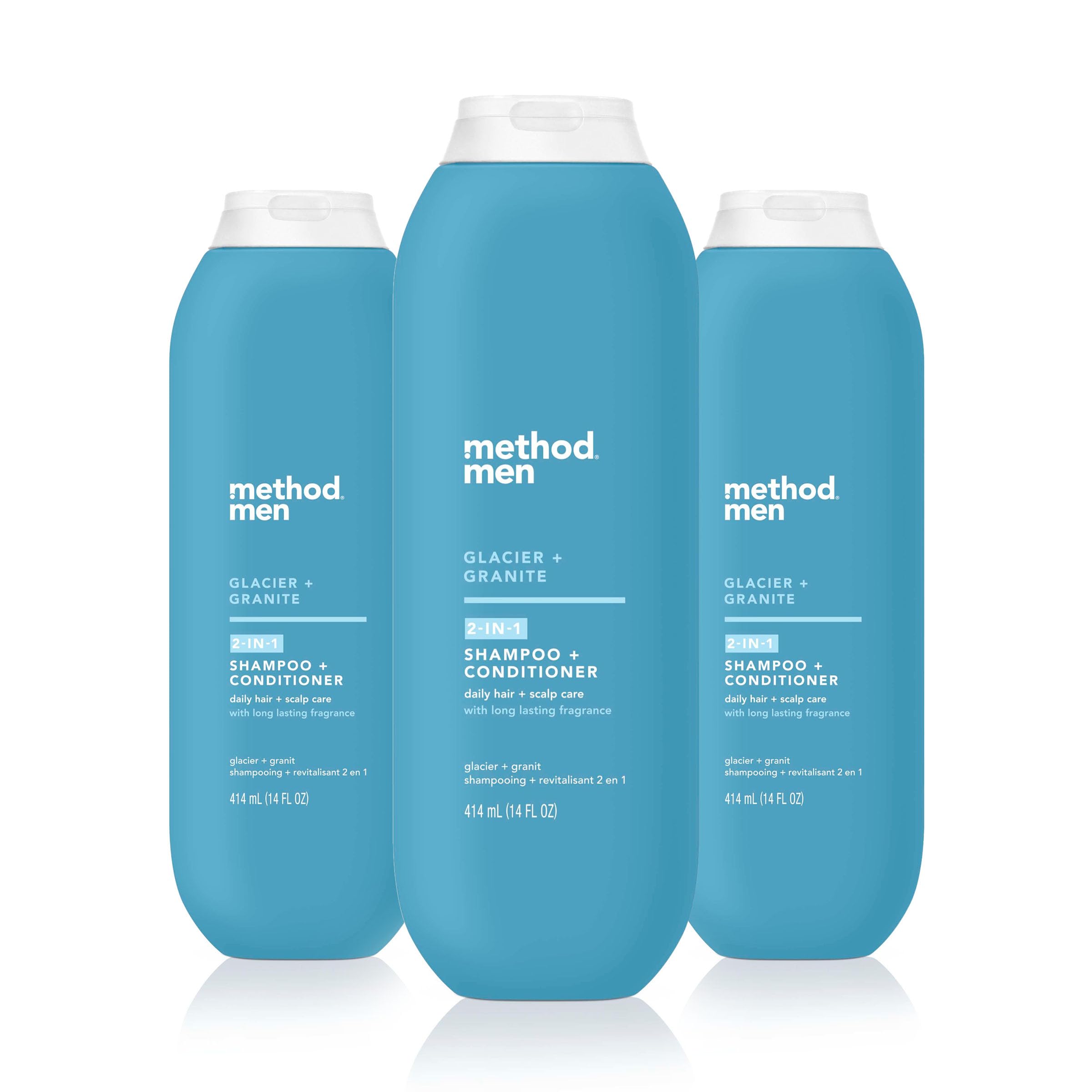 MethodMen 2-in-1 Shampoo + Conditioner, Glacier + Granite, 14 oz (Pack of 3)