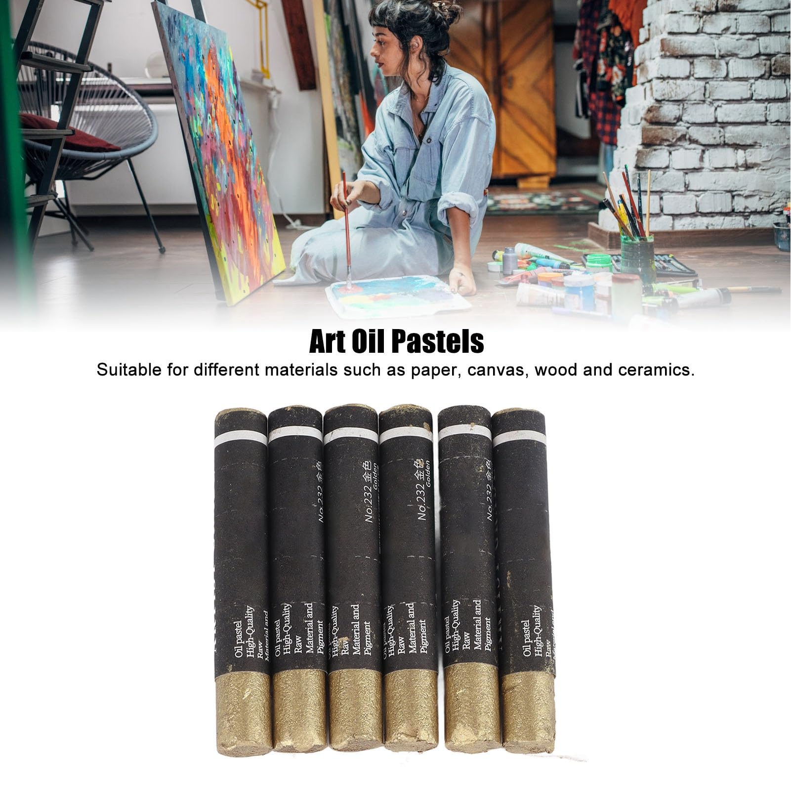 Lot De 6 Pastels à L'Huile Couleurs Douces Vibrantes - Crayons Huile Artistiques Pour Mélange, Ombrage, Empâtement