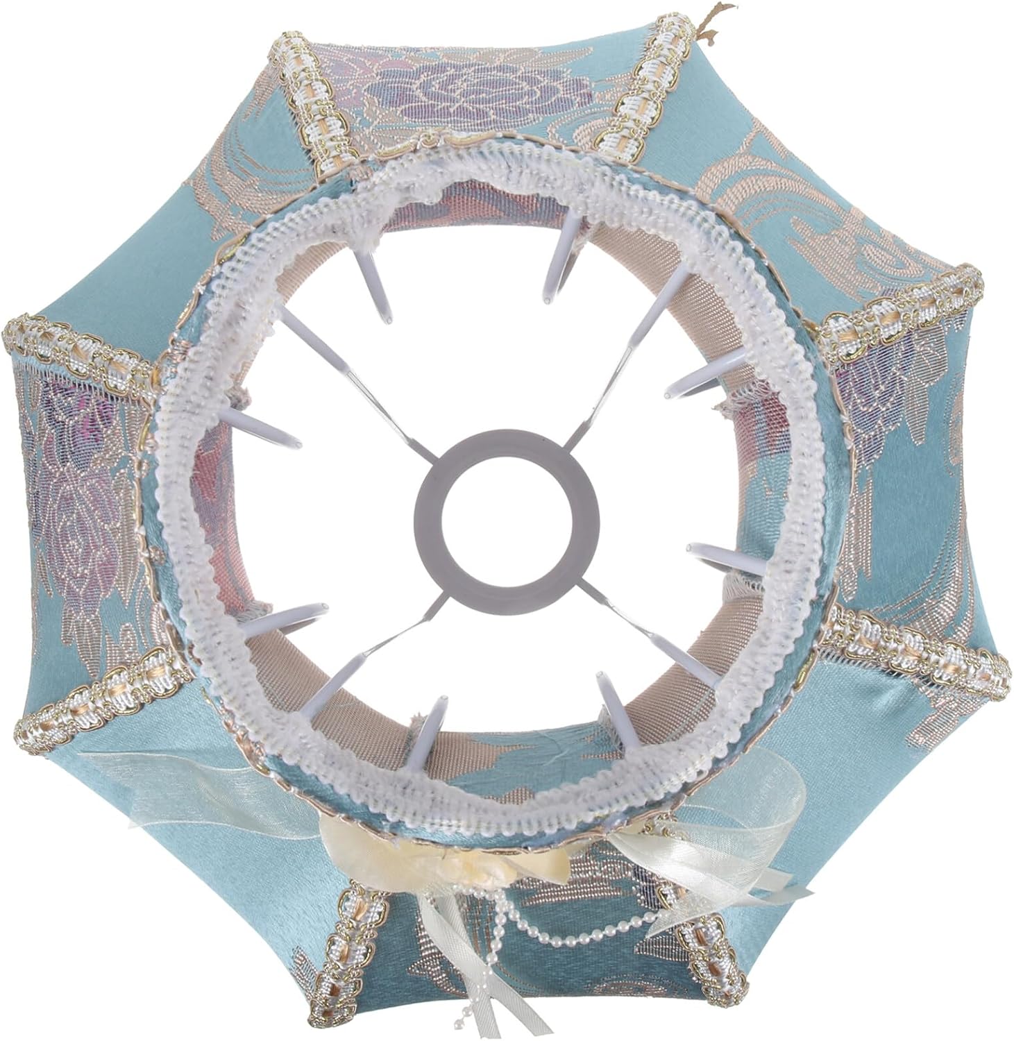 OSALADI Modern European Style Lampshade Vintage Cloth Art Bead Tassel Lace Lampshade Victorian Fabric Scallop Dome Lamp Shade Table Lampshade Light Covers