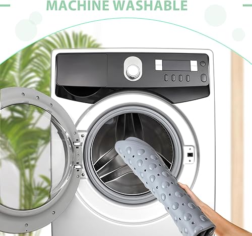 Miniatura 4 de MUNEK Tapete de ducha esquinero antideslizante, 21 x 21 pulgadas, curvado para ducha o bañera, tapete de seguridad con orificio de drenaje, tapete