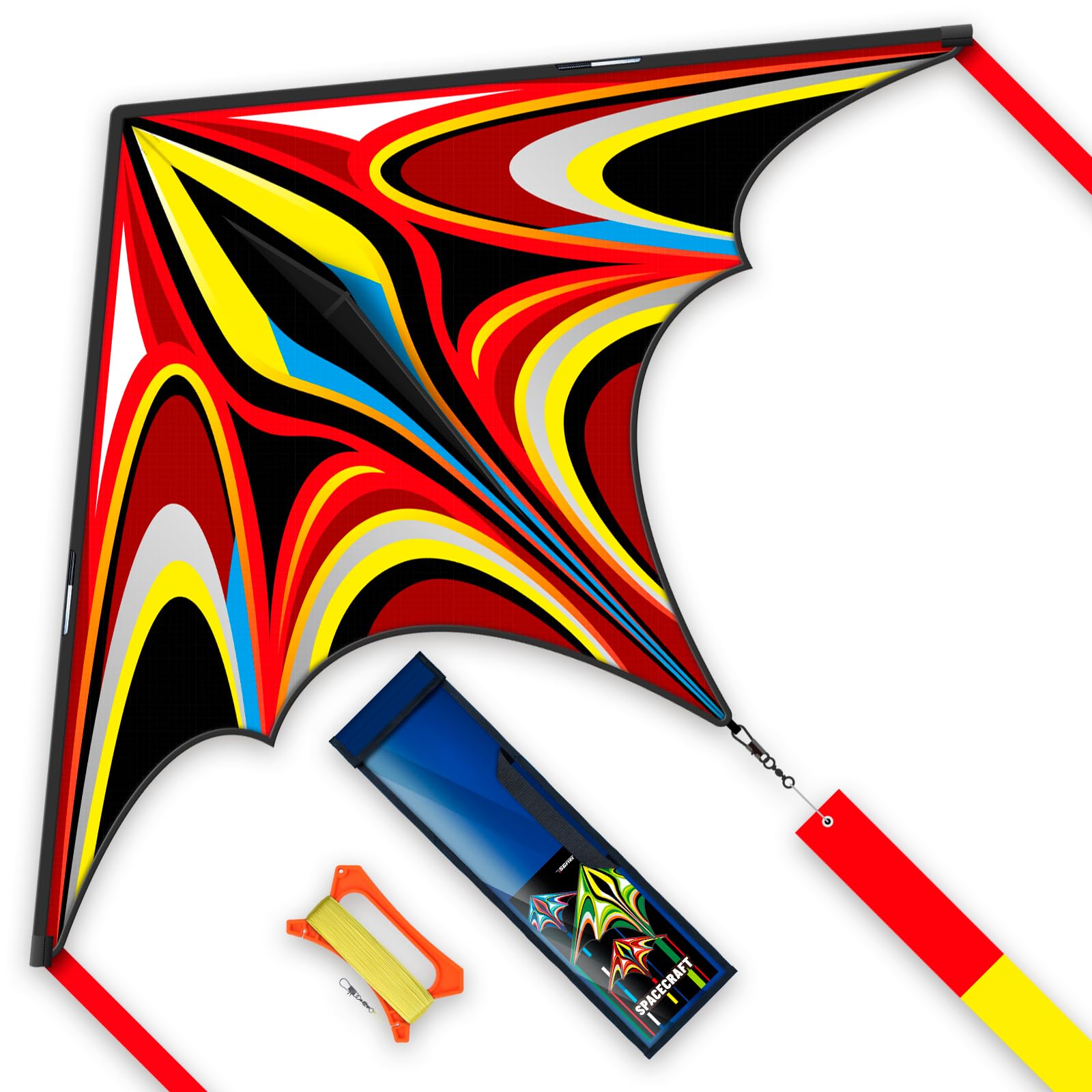Kite, Large Delta Kites for Kids and Adults, Easy to Fly Rainbow Kites, Durable Multifunctional Beach Kite, Tangle-Free Flight Line, Durable