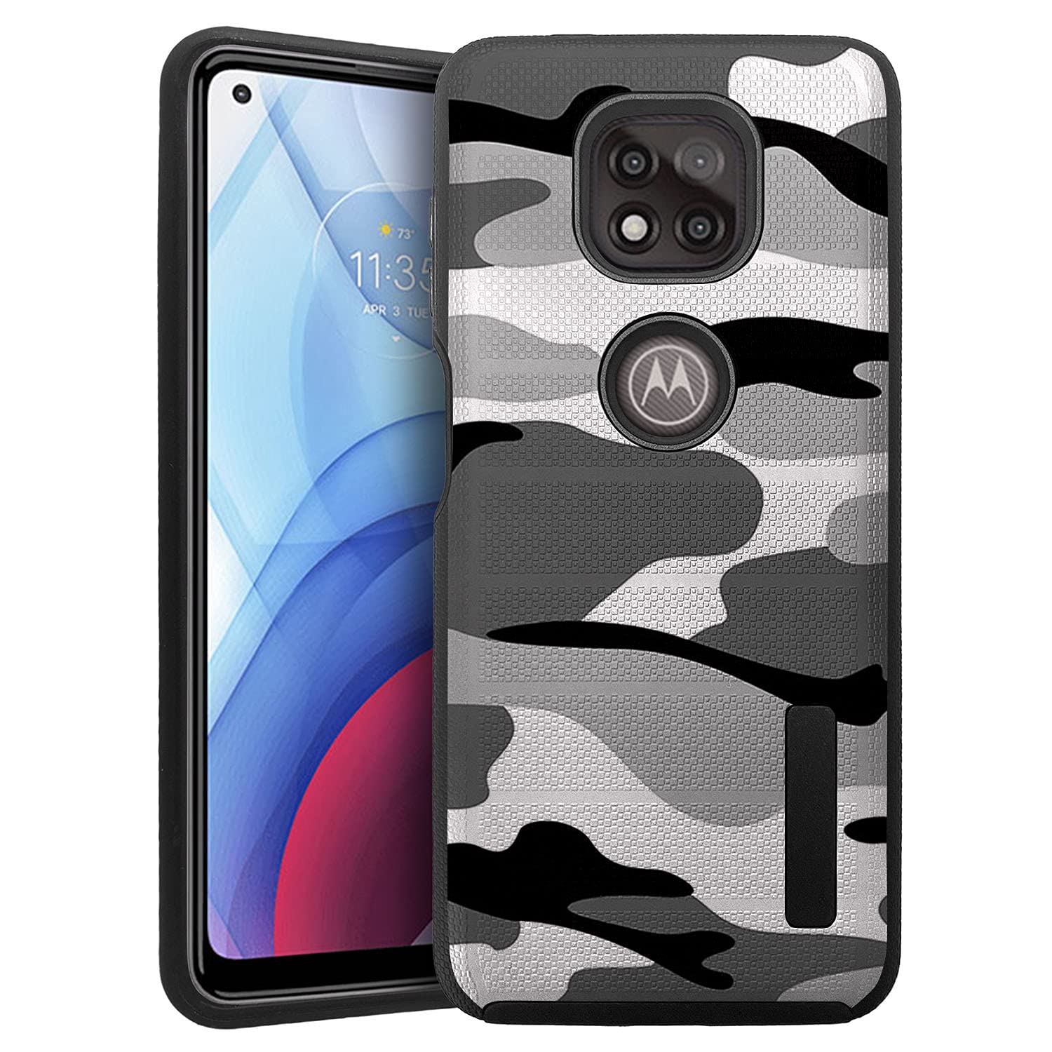 Compatible with Motorola Moto G Power (2021 Version) / G Power Grip [Grip Tactical] Hybrid Dual Layer Case (Grey Camo)