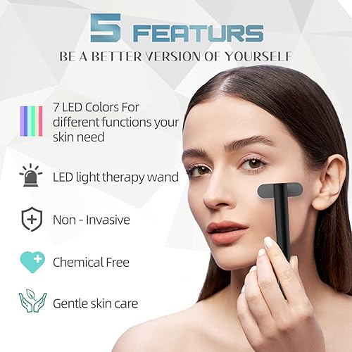 Miniatura 2 de Led-Light-Therapy, varita de cuidado de la piel de la cara de 7 colores con masajeador facial LED, rejuvenecimiento de la piel de la cara y cuello y