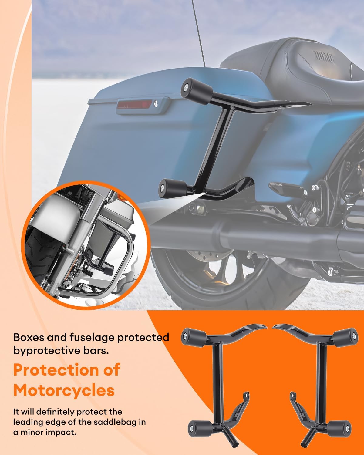 Saddlebag Guard Crash Bar Saddlebag Support Bracket Kit for 2023-2025 Harley FLHX FLTRX FLHXSE FLTRXSE FLTRXSTSE Tip-Over Rail Mount Bracket Support