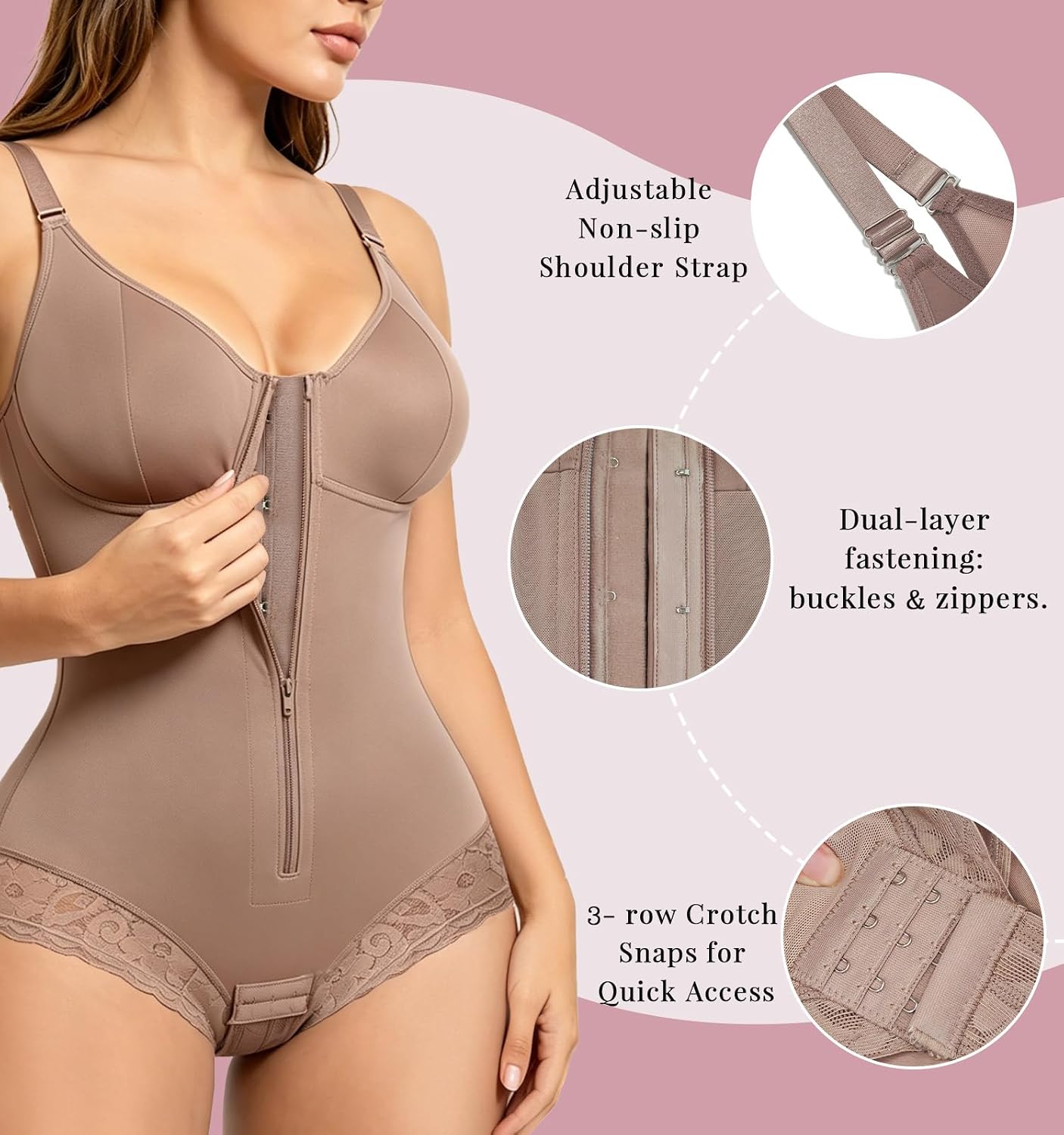 Fajas Colombianas Moldeadoras Shapewear Tummy Control Body Shaper Snatched Zipper Butt Lifting Bodysuits for Women
