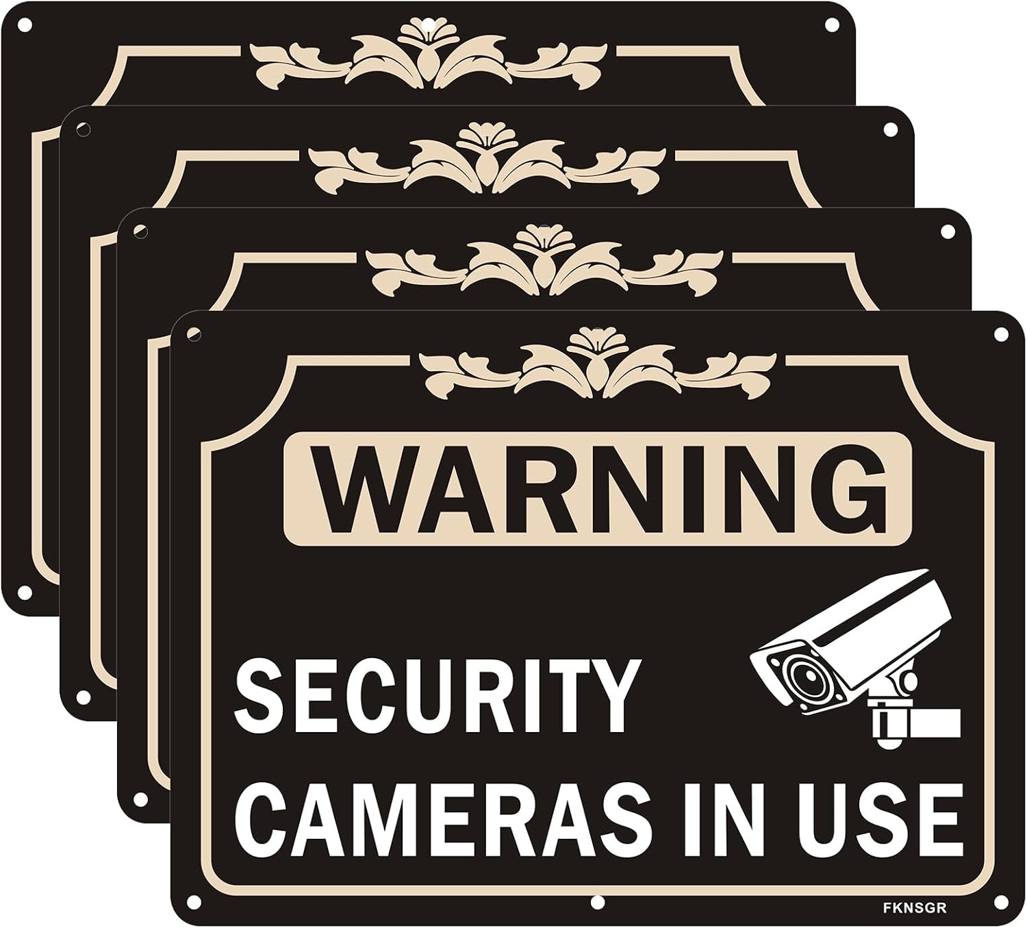 Security Cameras In Use Sign 4 Pack, 10" x7“ Rust Free Aluminum Video Surveillance Sign, UV Protected, Fade Resistant