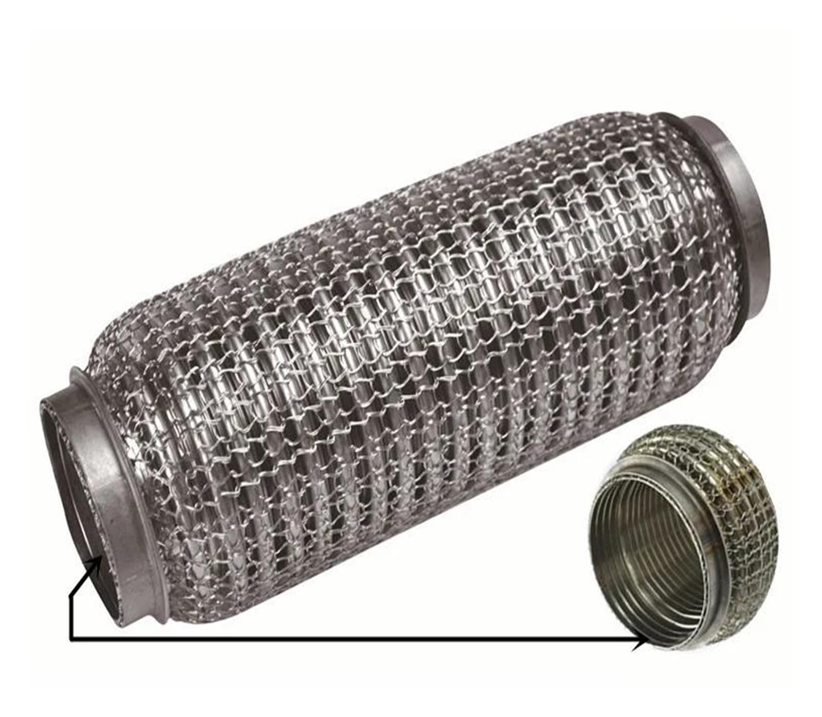 Tubo De Cola Escape 38mm 45mm 51mm 54mm 55mm 60mm 63mm 64mm 70mm 76mm 89mm 102mm Tubo Flexible De Escape Coche Acero Inoxidable Acoplador Junta Flexible De Fuelle Tubo De Escape Coche (Size : 64mmx13