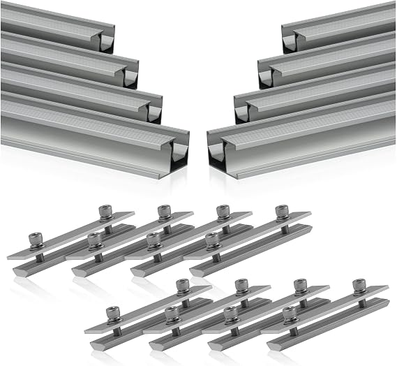 Zelsius Alu-Montageschienen-Set – 8x 1,5 M Solarschiene + 8 Verbinder Für PV-Module, Dach & Wohnmobil