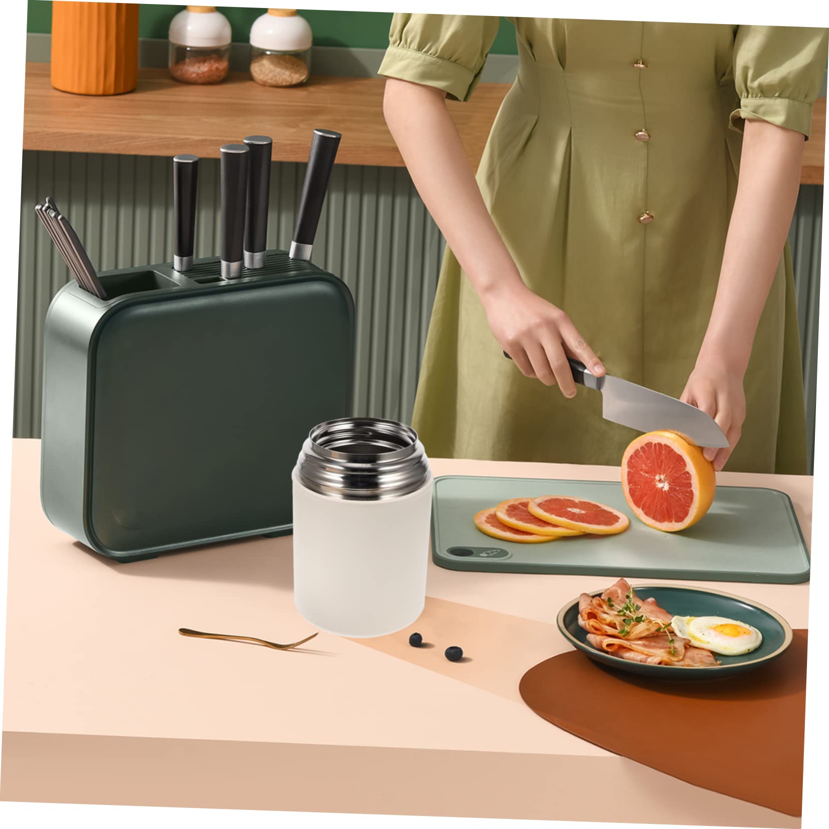 KOMBIUDA Großer Thermobehälter Für Lebensmittel Isolierter Edelstahlbehälter Mit Griff Wiederverwendbarer Warmhalter Für Outdoor