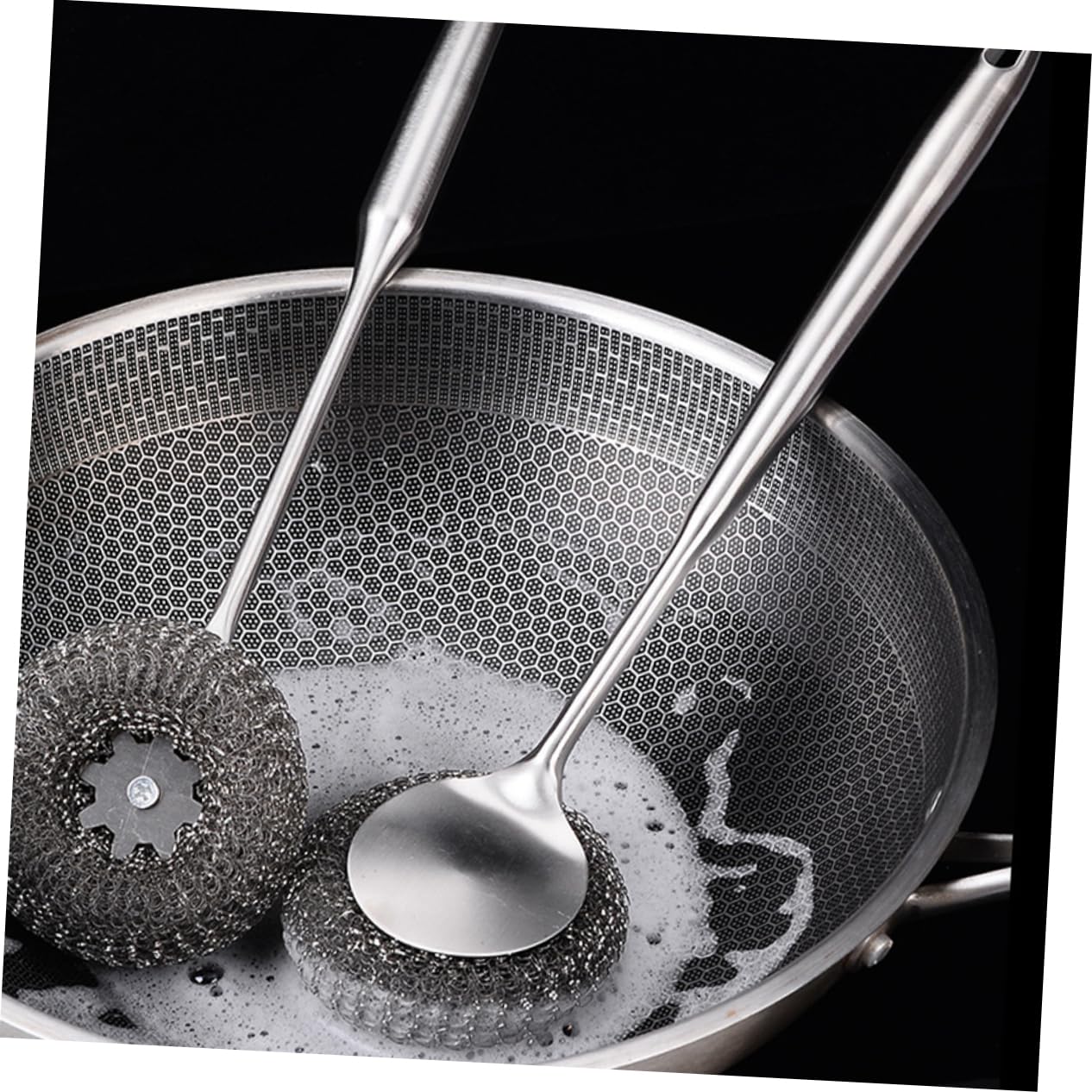 Cabilock 4 Piezas Cepillo para Sartenes De Acero Inoxidable Exfoliante para Limpiar para Lavar Platos Estropajos De Cocina para Platos Cepillo para Fregar Platos Silver Acero Inoxidable 304