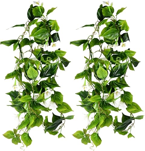 Miniatura 1 de Veemoon 2 guirnaldas colgantes de trompeta, flores, plantas, plantas, escaleras, valla de boda, cestas al aire libre, decoración de seda, vides de