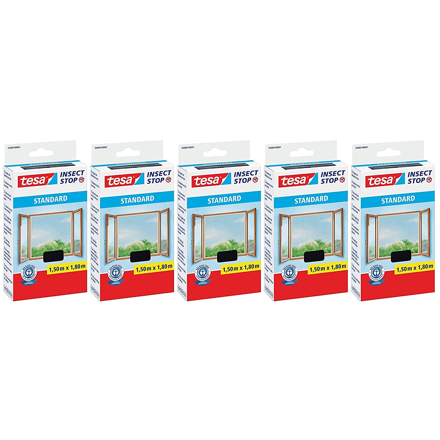 Tesa Insect Stop Standard - Zanzariera per finestra, protezione dagli insetti, tagliabile, senza viti, 150 cm x 180 cm (5)