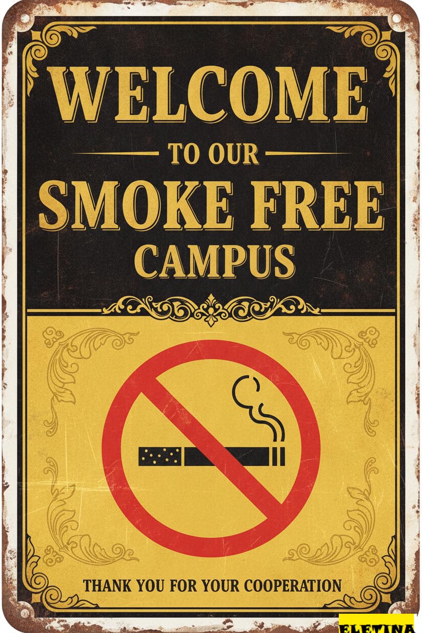 Welcome To Smoking Free Campus Metal Vintage Street Keep Beware Sign Garden Driveway High Way Gate 8x12in