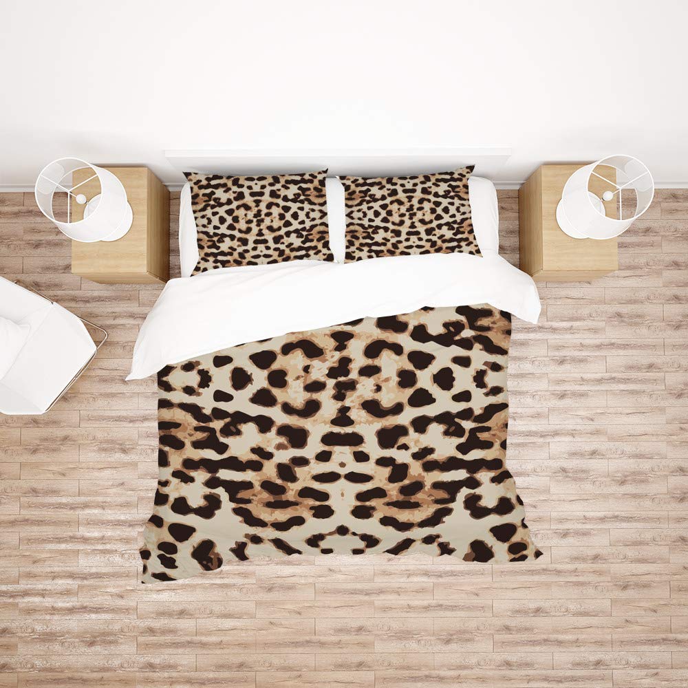 Housse de couette King Size léopard parure de lit 3 pièces en polyester