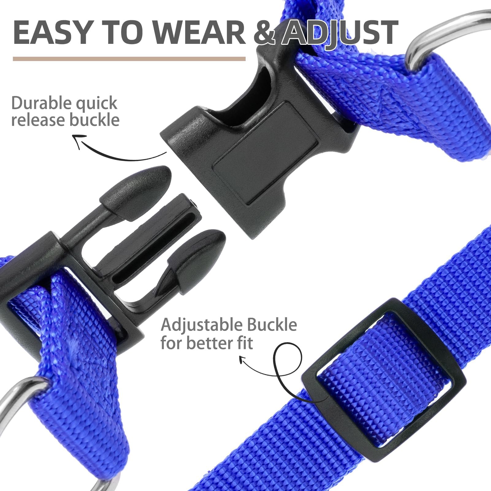 PUPTECK Step-in Dog Harness Medium Dog, Anti Pull Adjustable Dog Halter Easy Control for Walking, Deep Blue - Image 4