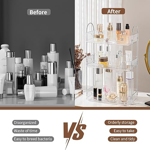 Miniatura 4 de Organizador de baño, bandejas de tocador, estante organizador de maquillaje para el cuidado de la piel, estante de mostrador para cosméticos,