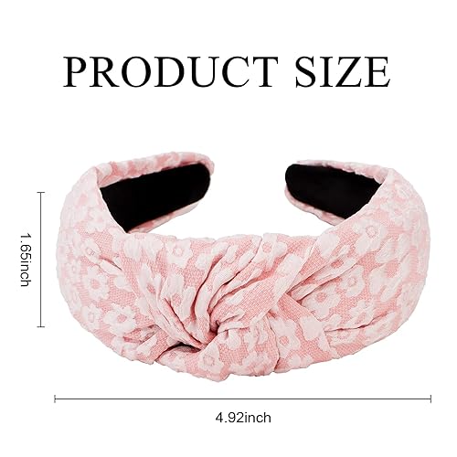 Miniatura 2 de Diademas rosas para mujer, diademas anudadas antideslizantes, bandas anchas para el cabello de mujer, diademas con nudo superior, diademas con