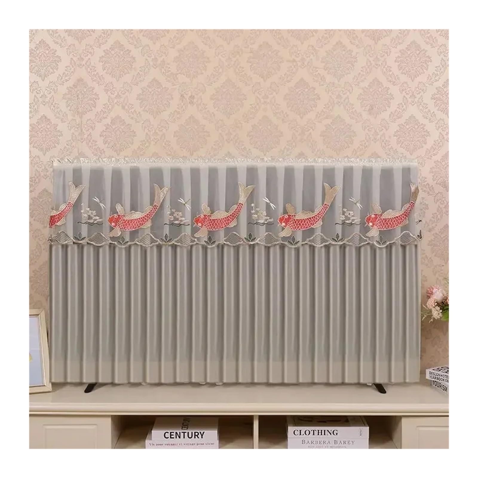 Cache TV brodé sans démontage nécessaire housse lavable 140x83 - 3