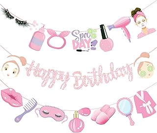 Spa Birthday Party Banners Pink Spa Day Birthday Decorations 3PCS Makeup Party Banners Spa Themed Party Supplies for Girls Princess Bridal Shower Party Decor