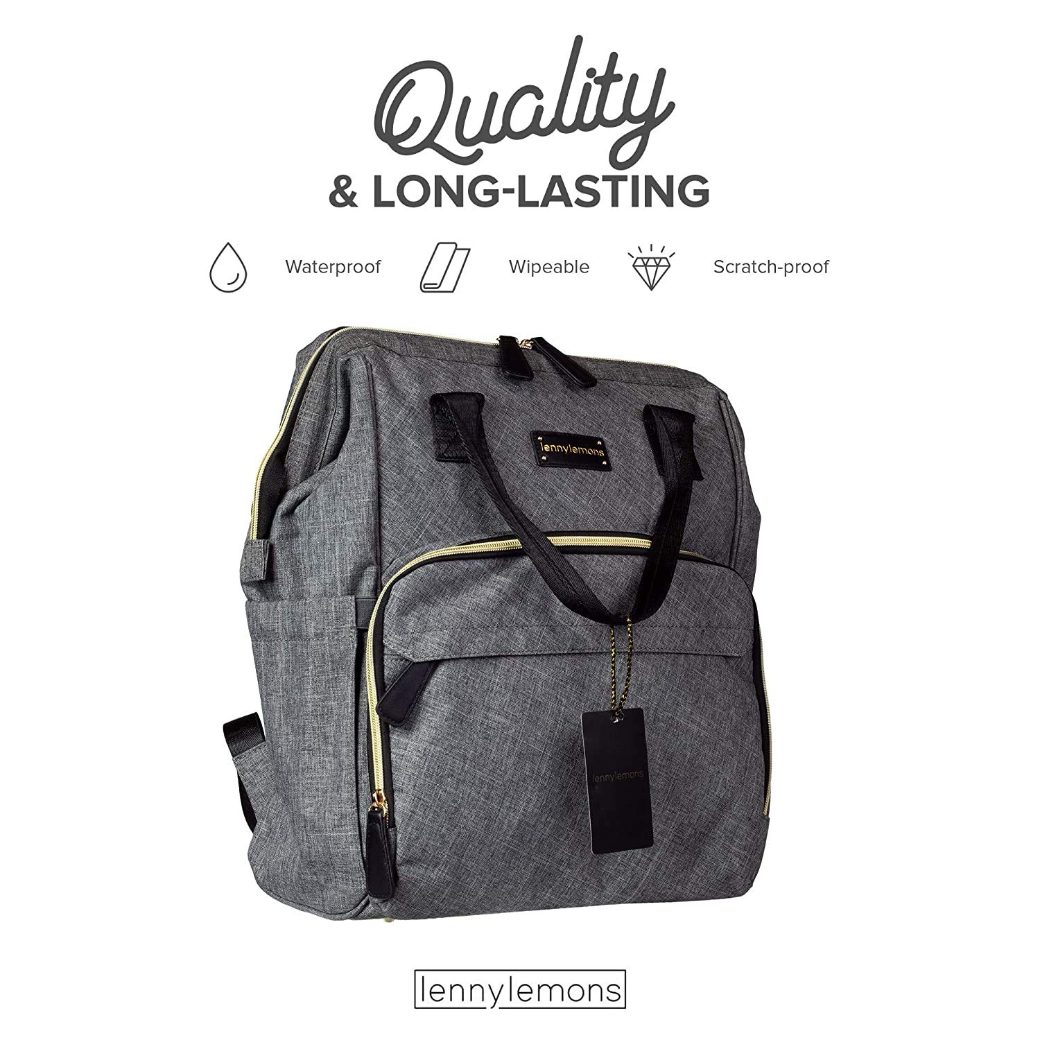 Yonune Multi-Function Diaper Travel Backpack Bag Maternity Baby Changing Bags, Large Capacity, Waterproof and Stylish for Moms and Dads on The Go Diaper Organizer (Grey)