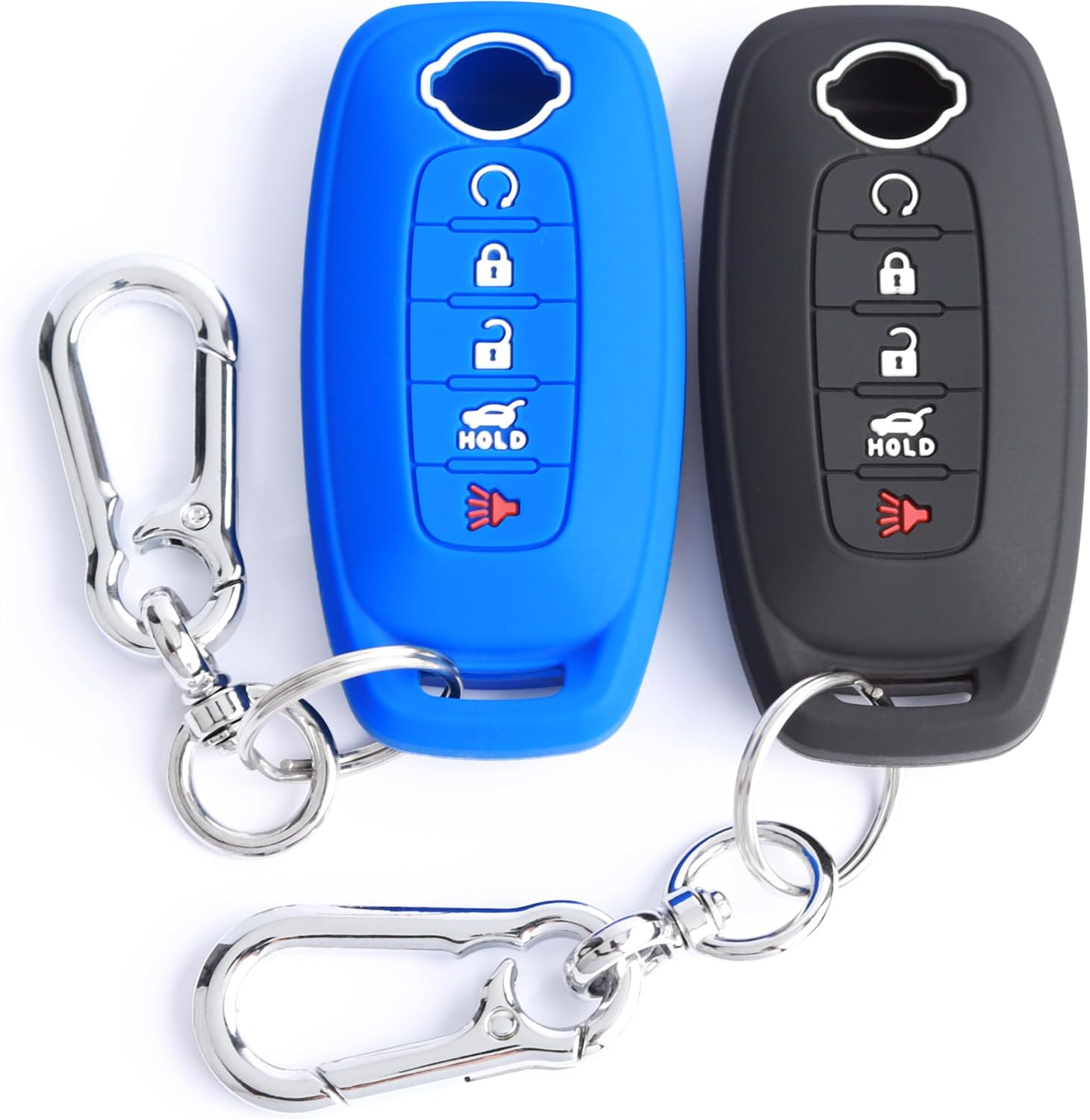 TANDRIVE 5-Button Key Fob Cover for 2023-2026 Nissan Rogue Pathfinder and 2024-2026 Sentra, Silicone, 2-Pack, Black and Blue