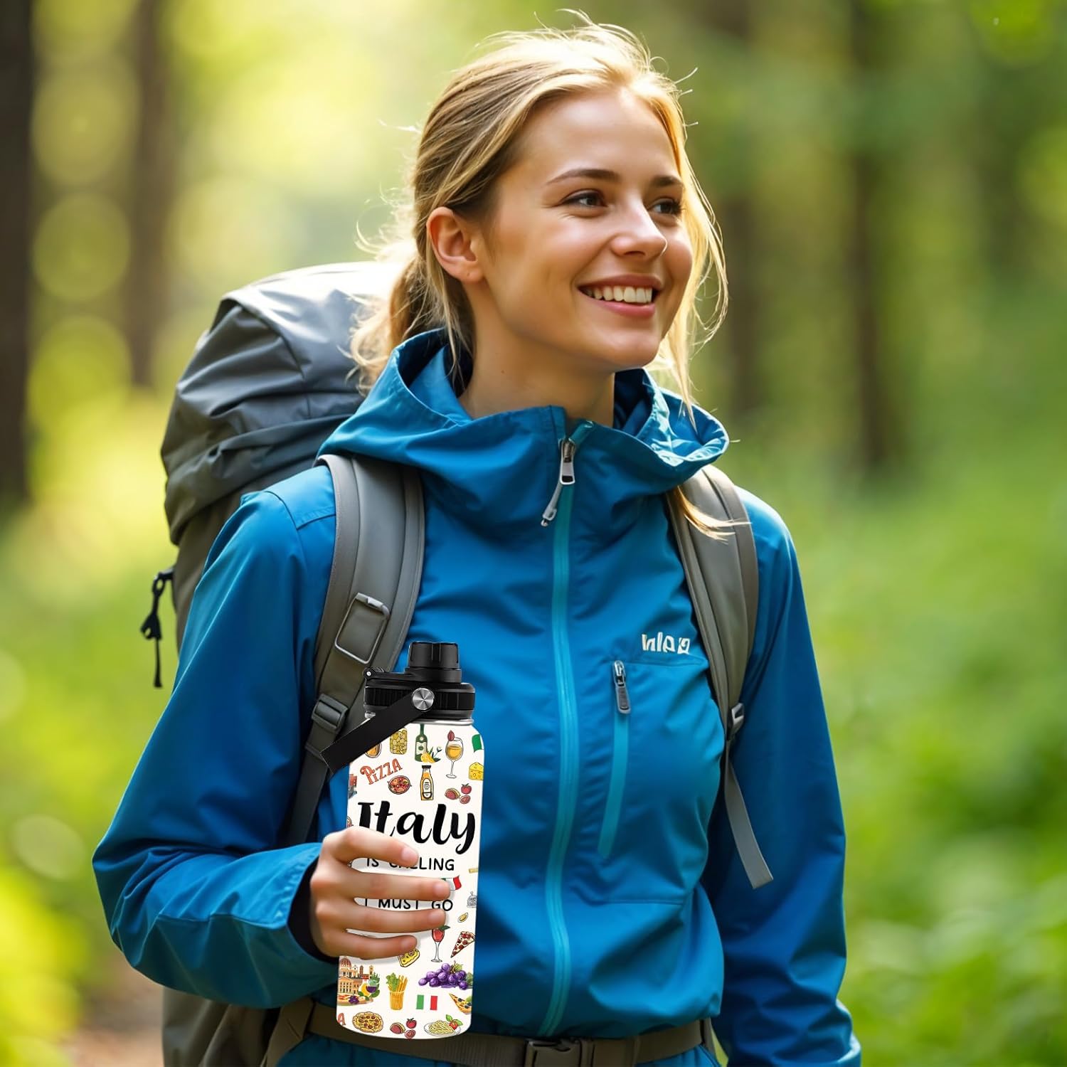 Italy Travel Water Bottle 32oz, Italy Lover Themed Gifts for Traveller Women Friends, Italy Travel Trip Essentials Souvenir Stainless Steel Tumbler, Double Wall Vacuum Insulated Coffee Cup - Image 5