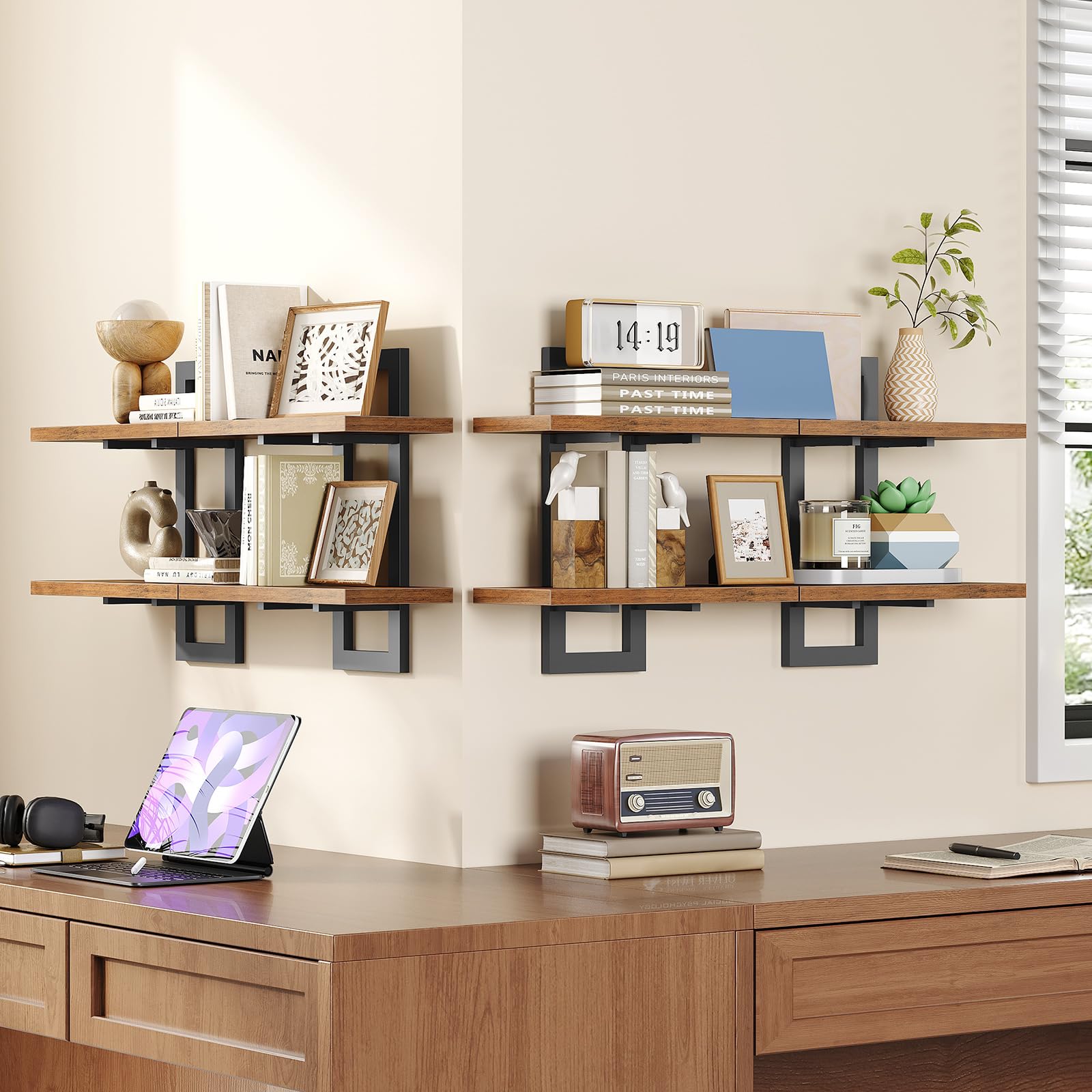 Snapklik.com : Floating Shelves, 15 Inch Wall Shelf Set Of 4, Wall