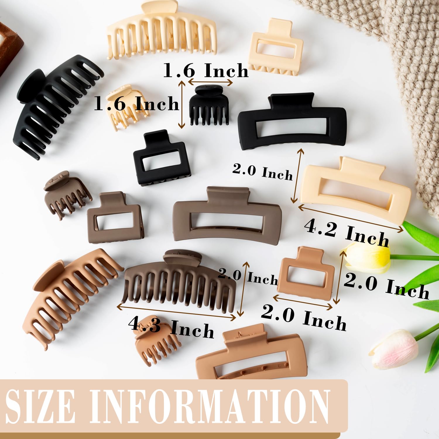 16 Pack Large Acrylic Hair Claw Clips Non-Slip for Thick Thin Hair Amazon.com : 4Pcs Large Acrylic Hair Claw Clips - Strong  main image 4