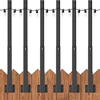 Vista 22 de AILBTON Paquete de 2 postes de luz de 10 pies, postes de luz para luces exteriores, postes de luz al aire libre con tenedor, soporte de poste