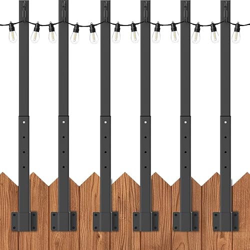 AILBTON Paquete de 4 postes de luz de suspensión para exteriores para colgar luces exteriores, con clip y soporte, soporte de montaje de poste de