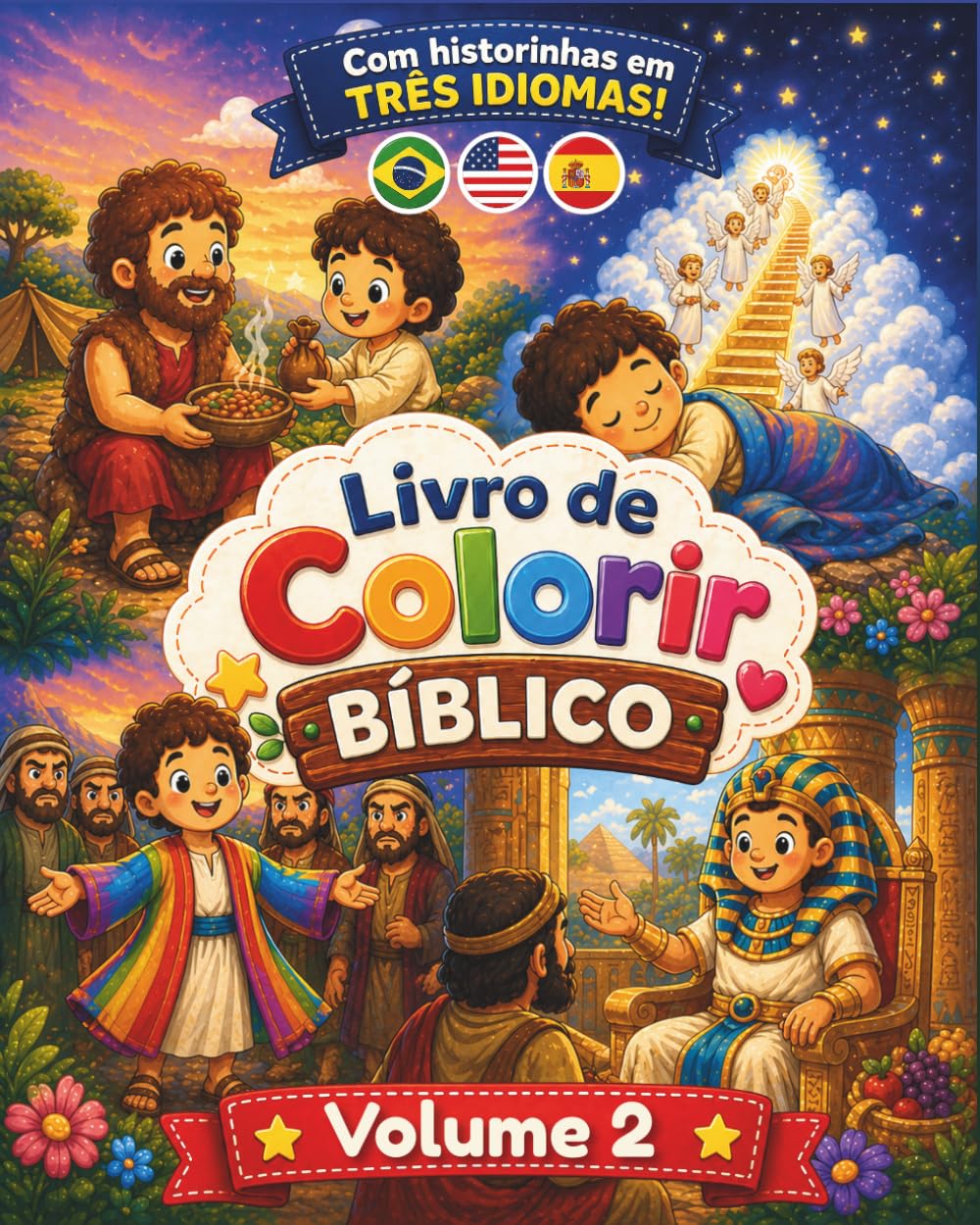 Livro de Colorir Bíblico - Trilíngue: Volume 02 (Histórias Bíblicas Trilíngue para Colorir)