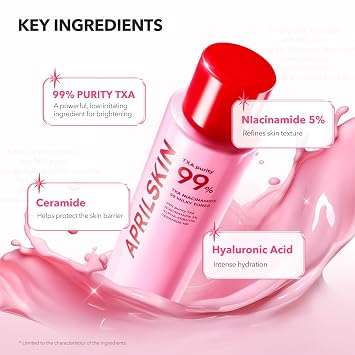 APRILSKIN TXA Niacinamide Pink Milky Toner | Cream Toner with TXA & Niacinamide - Brightening, Deep Hydration, Dull Skin, 5.07 fl. oz.