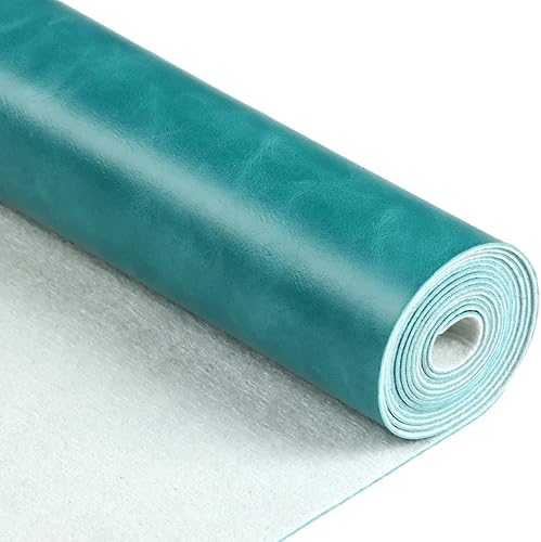 Miniatura 2 de Rollo de piel sintética de color liso azul lago, 12 x 53 pulgadas, material para hacer manualidades, manualidades, aretes de cuero, lazos, costura