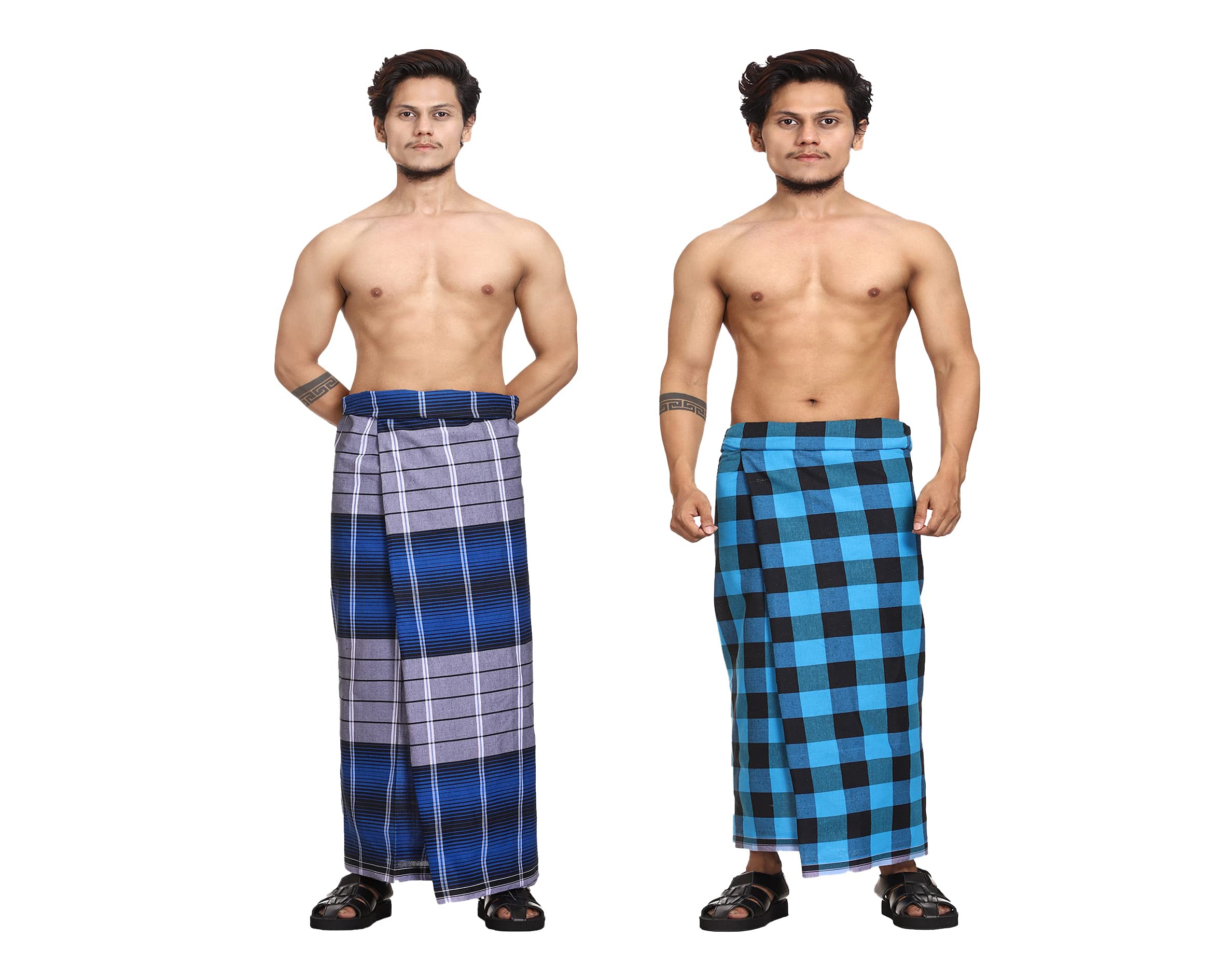 Gowri Tex Cotton Stitched Lungi Pack Of 2 (Ready To Wear) 2.25Meter