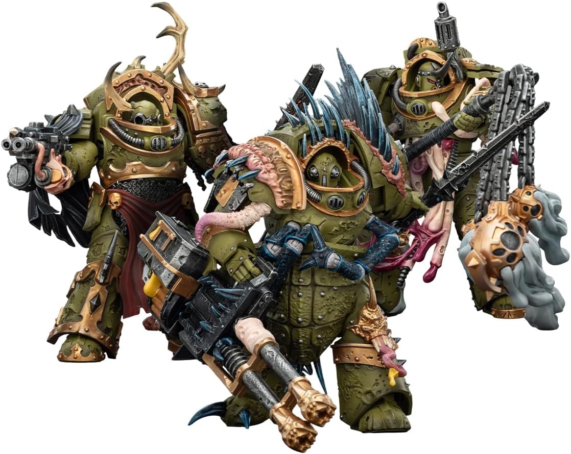 JOYTOY Action Figures Warhammer 40K Death Guard Blightlord Terminator Squad 1/18 Movable Model Collectible Figurine Ages 15+ (2 with Flail of Corruption)
