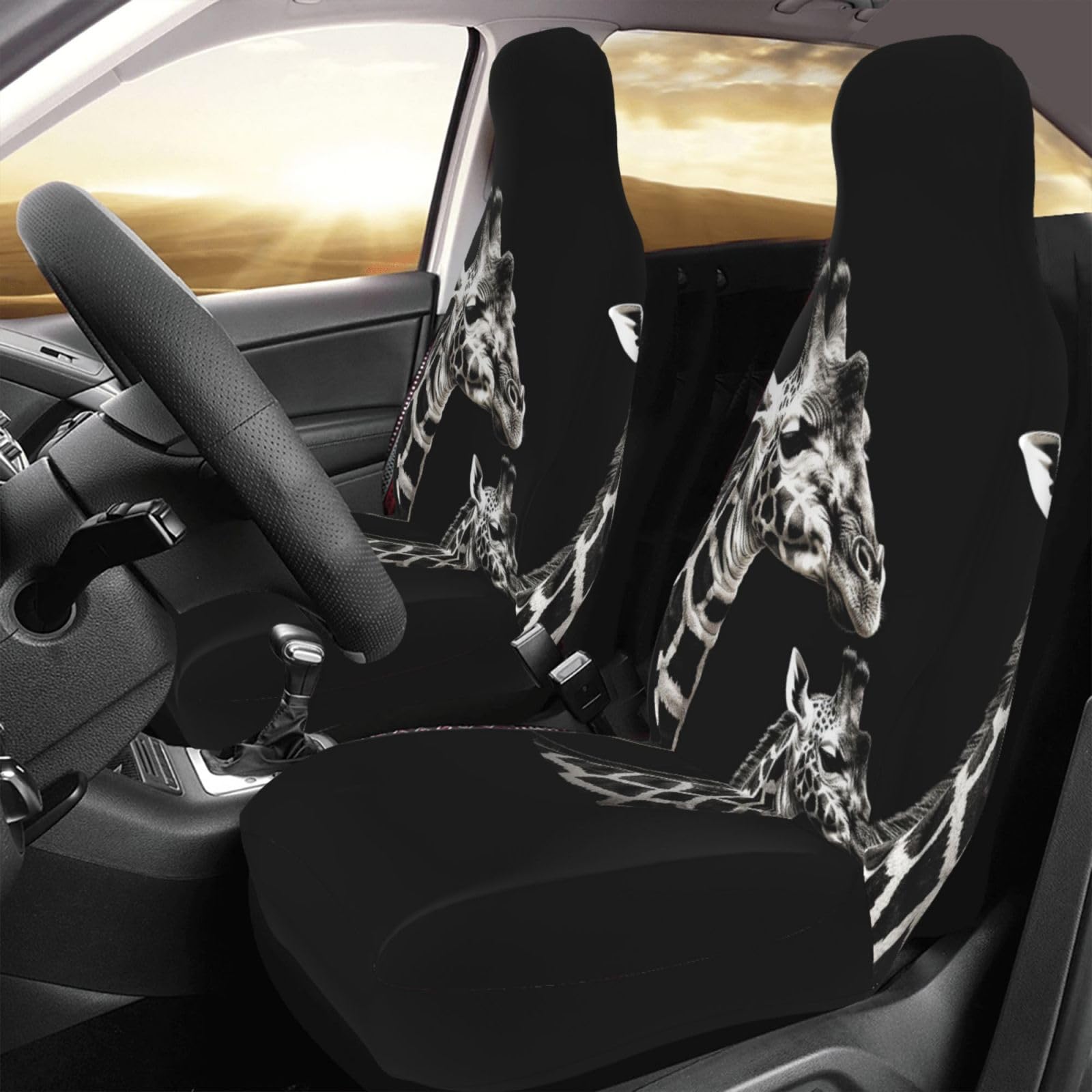 Housses de siège de voiture universelles pour camionnette SUV motif girafe - 8