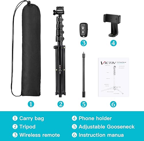 Miniatura 33 de Soporte de trípode para teléfono, trípode de teléfono celular de 85 pulgadas de alto para iPhone con control remoto de cuello de cisne, soporte