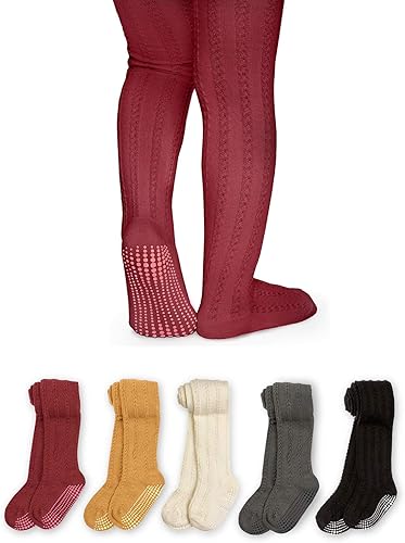 LA ACTIVE Medias de invierno para bebé, acogedoras y cálidas, de punto trenzado, con agarre antideslizante, para bebés, recién nacidos