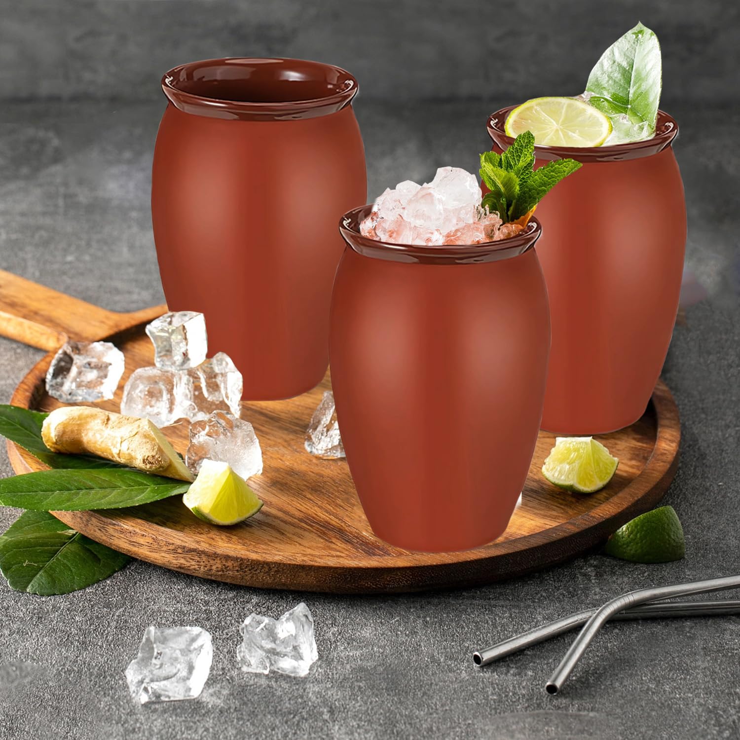 6 vasos de arcilla mexicana Cantaritos de Barro de 16 onzas, vasos de cóctel para margaritas y mojitos