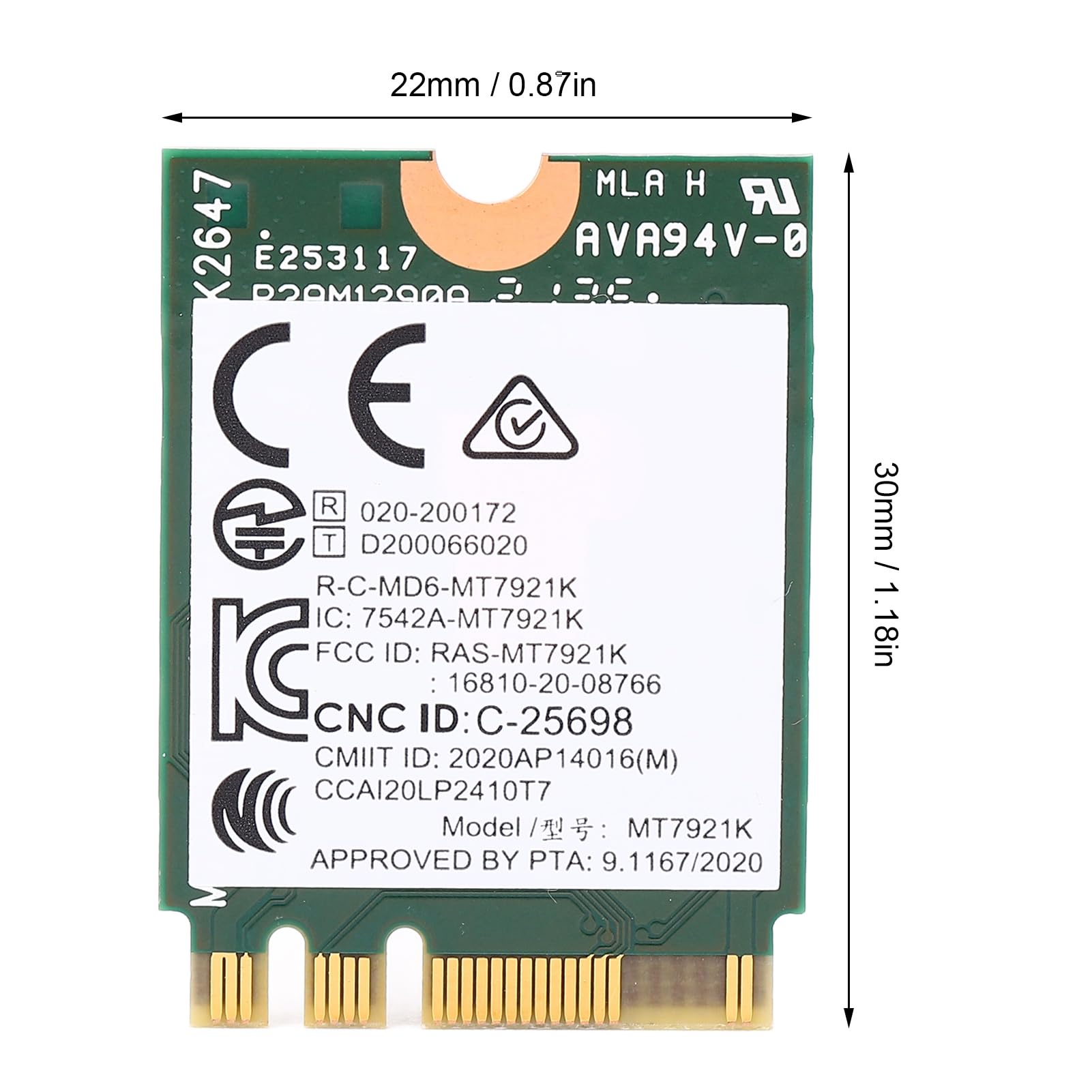 SUNGOOYUE WiFi 6 Wireless Network Card, Bluetooth 5.2 Network Adapter with MT7921K Chip MU MIMO 2400Mbps NGFF M.2 Interface for Windows 10 11 Laptop Desktop PC Upgrade