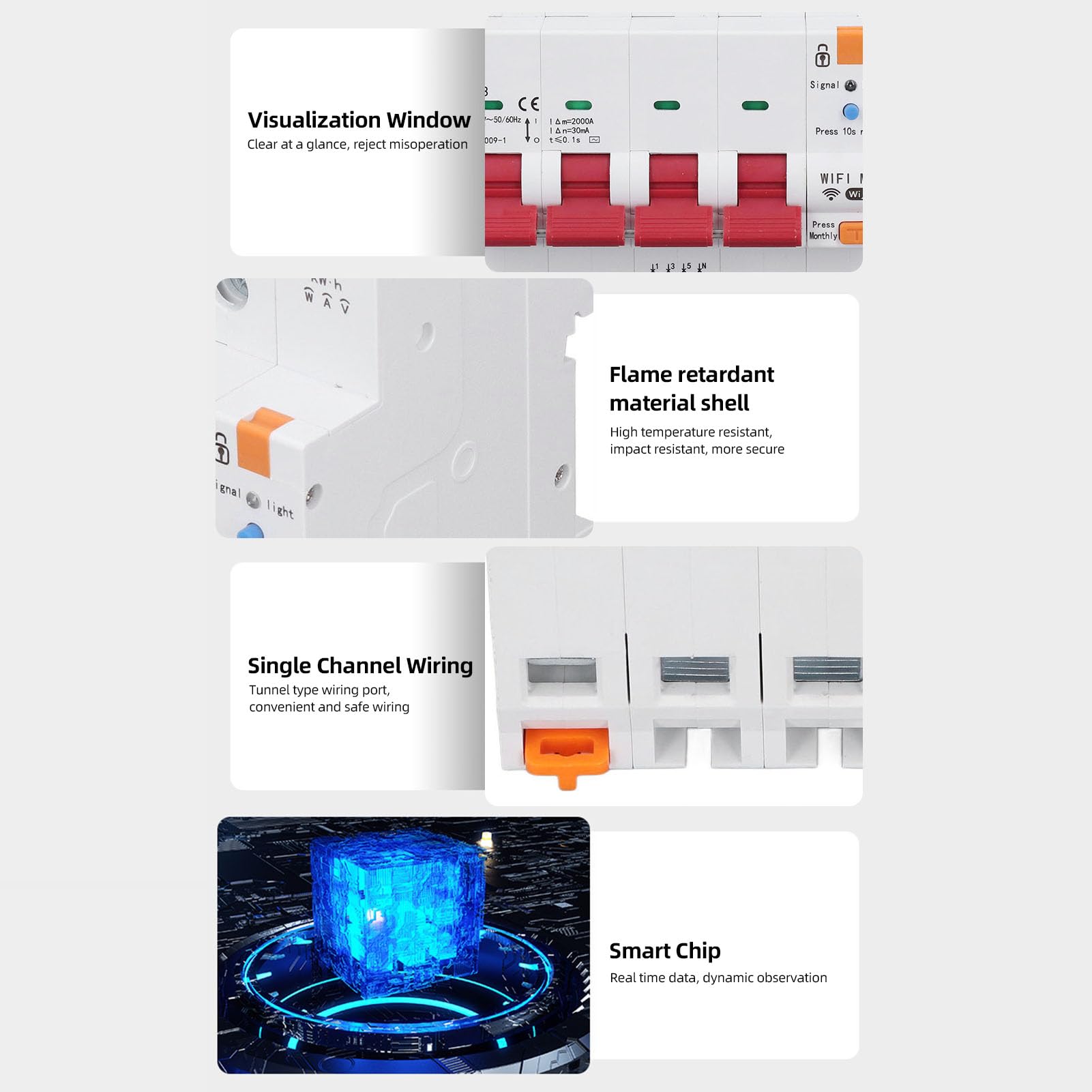 Smart Circuit Breaker Wifi Sicherungsautomat 4P 63A Tuya Schutzschalter | AC400V App Wlan Schalter mit MCB Zeitschaltuhr, FI Schutzschalter Hutschiene Mit Kurzschluss, Über, Unterspannungsschutz
