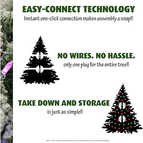 Miniatura 16 de Fraser Hill Farm - Árbol de Navidad, pino aterciopelado nevado, 10 pies LED doble multicolor y blanco cálido,Iluminación de cadena LED blanca