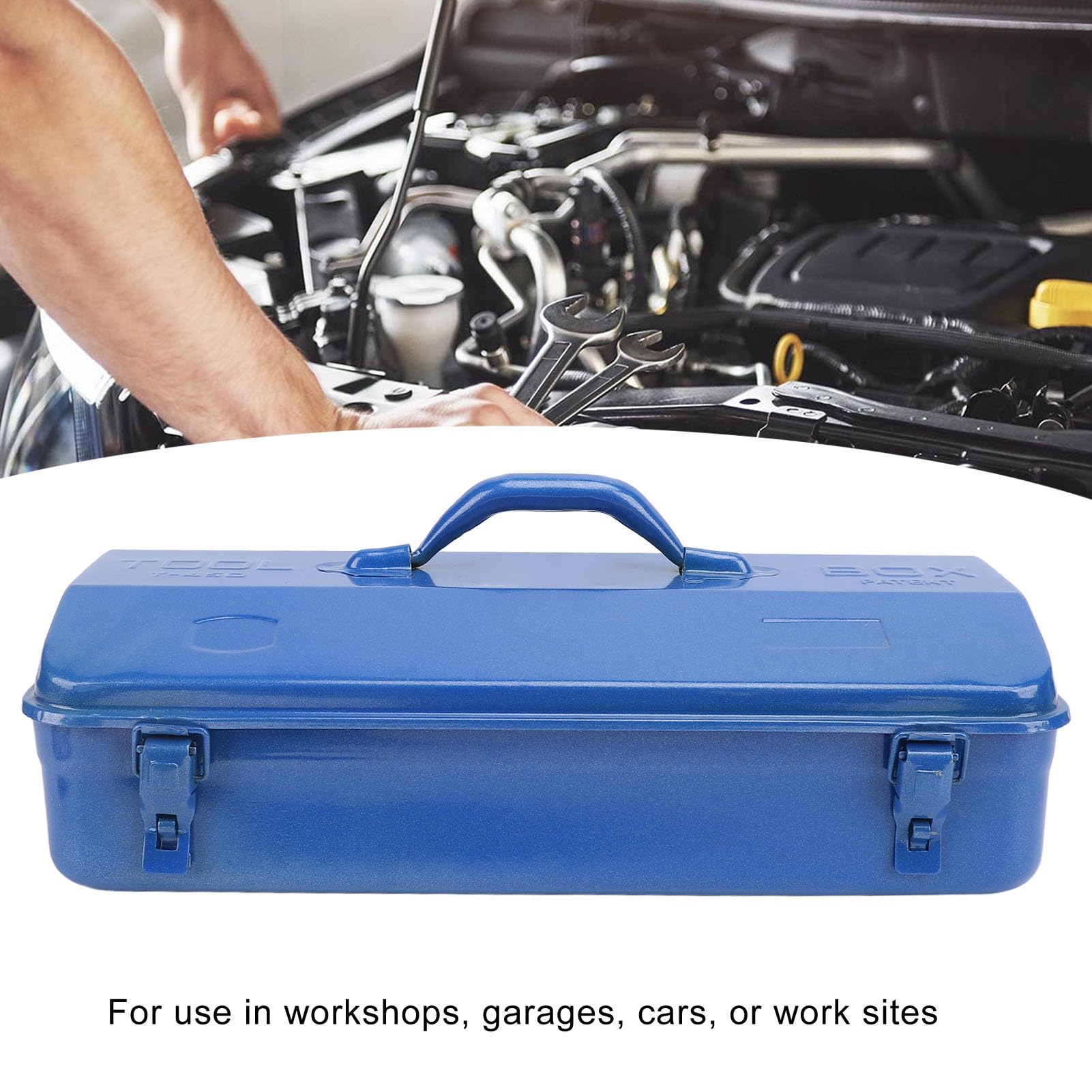 Keenso Cassetta Portattrezzi in Metallo, Tool Box Metallico Portatile per | Cassetta degli attrezzi blu, cassetta degli attrezzi in metallo, organizer portatile per riporre gli attrezzi, struttura in